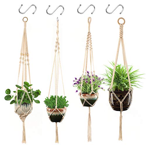 GothicBride Macetas Colgantes, 4Pcs Plantas Colgantes para Colgar Canasta para Interior y Exterior Jardín Decoraciones de Pared