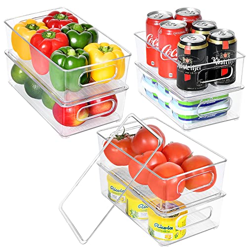 GoMaihe Organizador Nevera 6 Piezas - Caja de Organizador Cocina Transparente de Plastico alta Calidad BPA-Free - Organizador Frigorifico Apilable con tapa y Cajón - Para Nevera, Cocina, Armarios