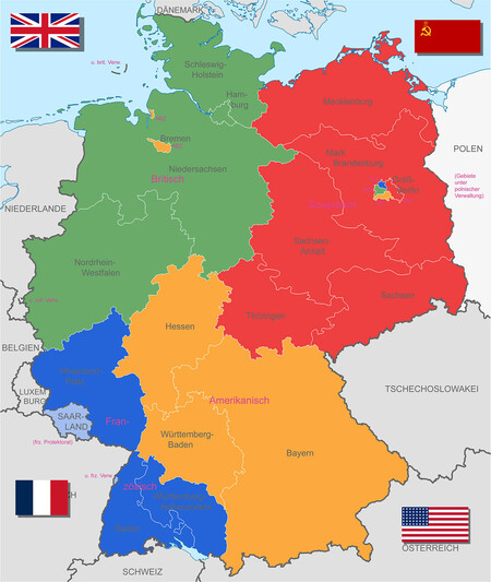 Mapa de las fuerzas aliadas en Alemania