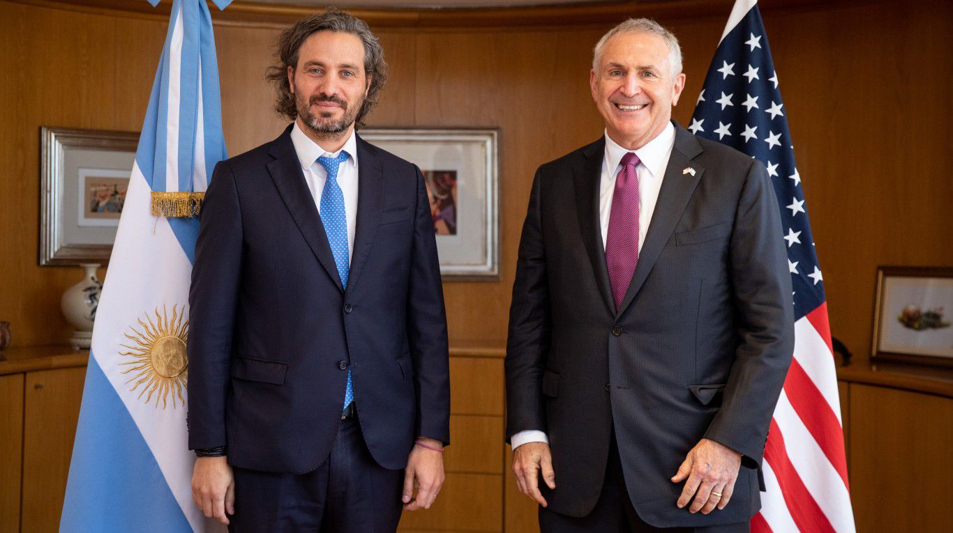 Para recomponer la relación con Washington, el canciller Santiago Cafiero recibió este jueves con el embajador de Estados Unidos en Argentina, Marc R. Stanley (Foto: Cancillería)