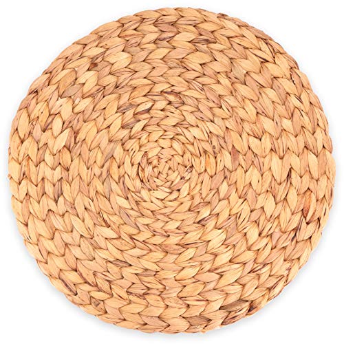 Decorasian - Juego de manteles individuales de algas marinas (35 cm), jacinto de agua, lavable, redondo