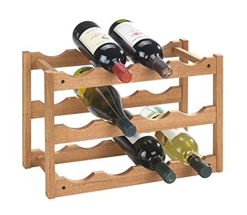 WENKO Botellero Norway - para 12 botellas, Madera de nogal, 42 x 28 x 21 cm, Nogal