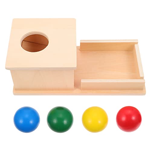 Caja de Permanencia de Objetos Montessori con Bandeja Y Bola Caja de Juguetes de Cuatro Bolas Bola de Madera Montessori Juguetes Bebés Material de Aprendizaje Caja de Gota de Bola