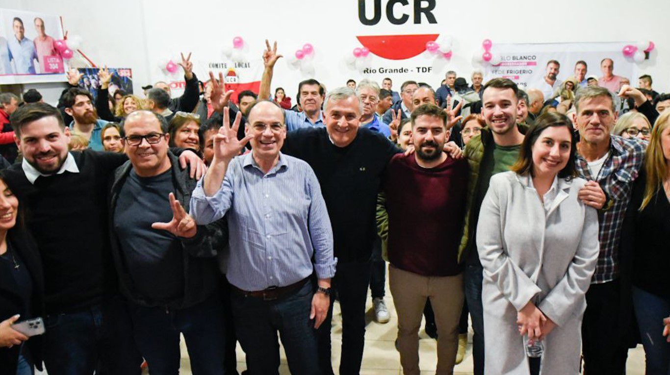 Gerardo Morales también viajó a Tierra del Fuego para respaldar las candidaturas de Pablo Daniel Blanco y Federico Frigerio (Foto: UCR).