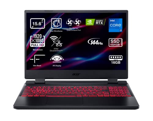 Acer Nitro 5 AN515-47 - Ordenador Portátil Gaming 15.6" Full HD IPS 144Hz (AMD Ryzen 7-7735HS, 16GB RAM, 512GB SSD, NVIDIA RTX 3050Ti, Sin Sistema Operativo) Color Negro - Teclado QWERTY Español