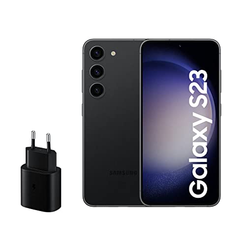 SAMSUNG Galaxy S23, 256GB + Cargador de 45W - Smartphone Android, garantia De tres años del fabricante, Batería de 3900 mAh, Smartphone Desbloqueado, Color Negro (Versión Española)