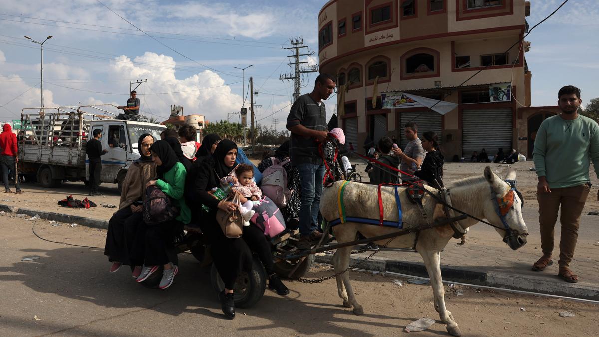 Cientos de miles de palestinos se desplazaron para evitar los ataques Foto AFP