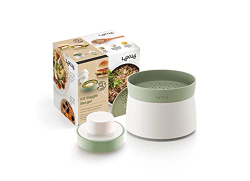 Lékué 8420460013174 Kit Veggie Burger, 1 Liter, Silicona, Rojo y verde