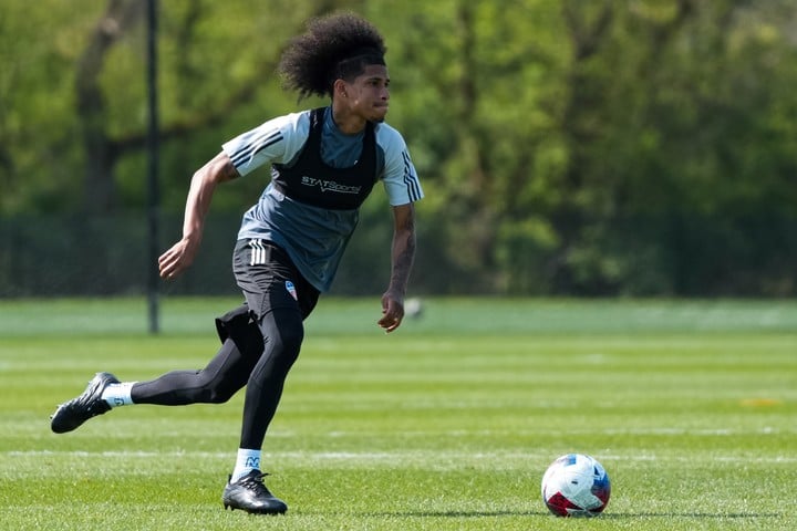 Marco Angulo en una práctica. (Prensa Cincinnati)