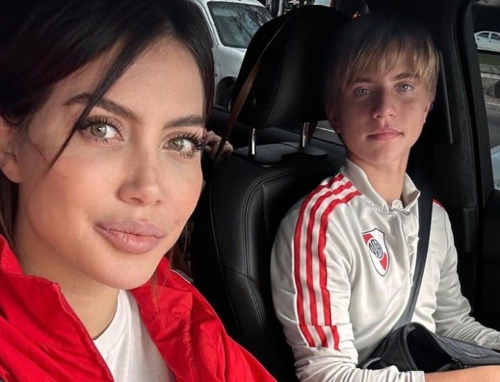 Wanda Nara con su hijo, Valentino López, jugador de las Inferiores de River.