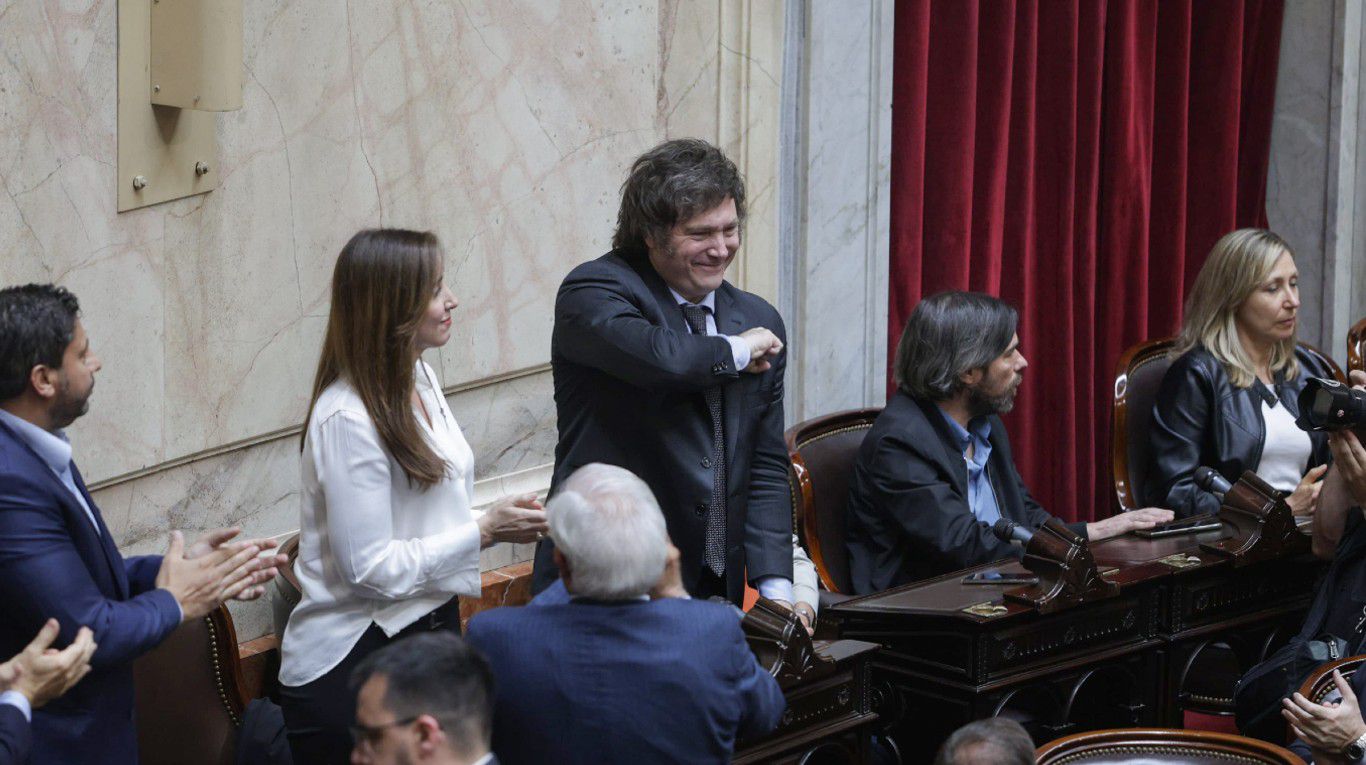 Javier Milei en el Congreso, durante la Asamblea Legislativa. (Foto NA: Daniel Vides).