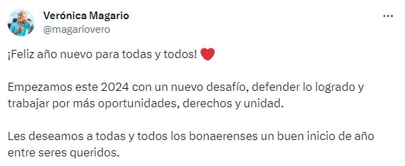 El mensaje de la vicegobernadora bonaerense para el 2024 (Foto: Captura X /@magariovero)
