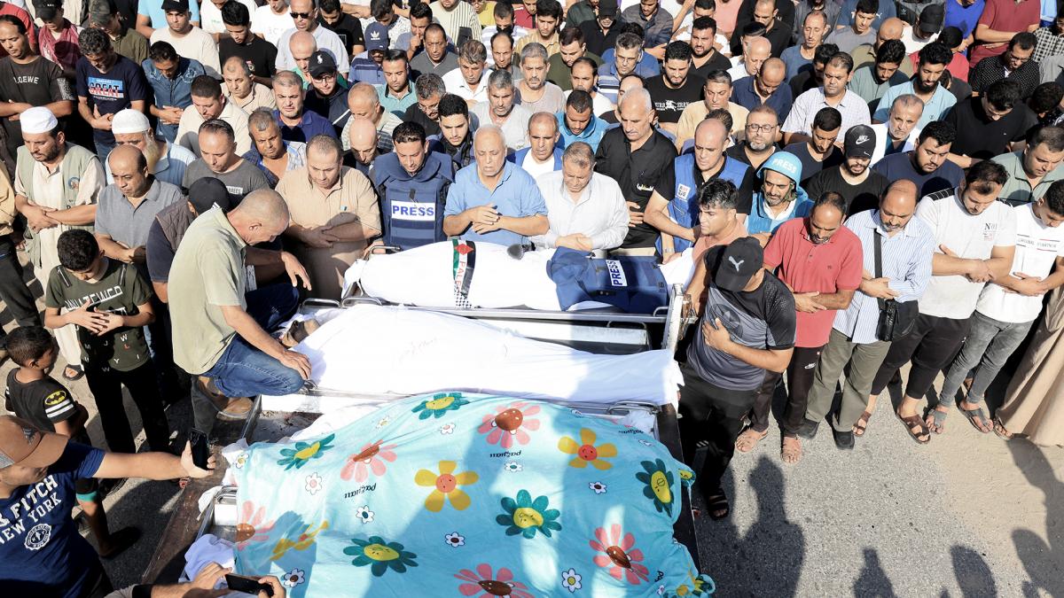 Funeral del periodista Mohamed Abu Hatab Foto AFP