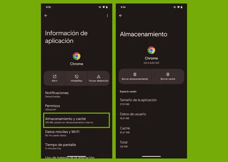 Android borrar caché