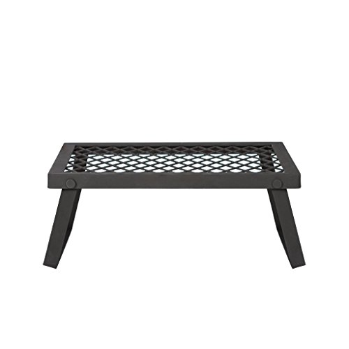 Amazon Basics - Parrilla plegable de alta resistencia para hoguera, Mediana, Negro