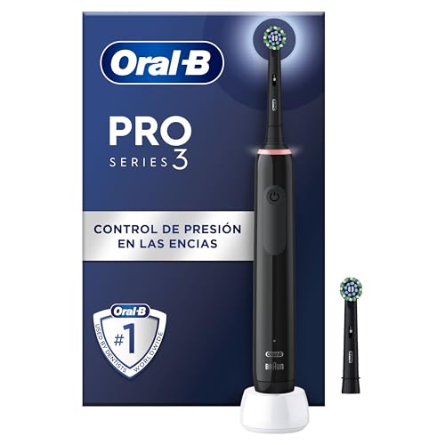 Oral-B Pro 3 3000 Cepillo de Dientes Eléctrico con Mango Recargable y 2 Cabezales, Diseñado por Braun, Regalos Originales para Mujer y Hombre - Negro