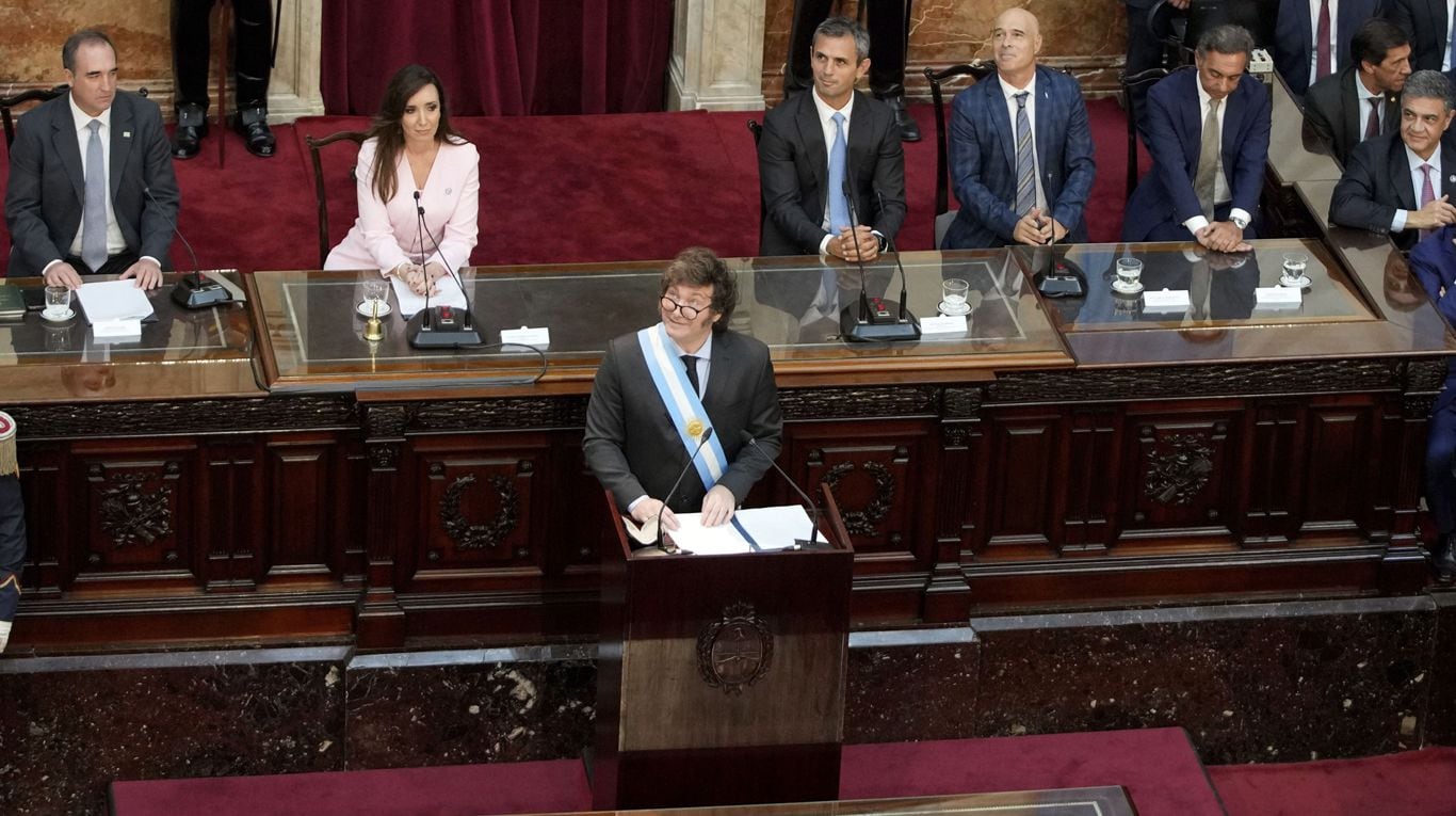 El presidente anunció el envío de la ley anti-casta en la apertura de las sesiones ordinarias en el Congreso (Foto: AP/Natacha Pisarenko).