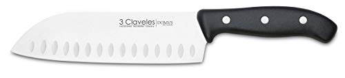 3 Claveles - Cuchillo japonés Santoku Alveolado, carne pescado y verdura, Acero Inoxidable, línea DOMVS - (18cm - 7")