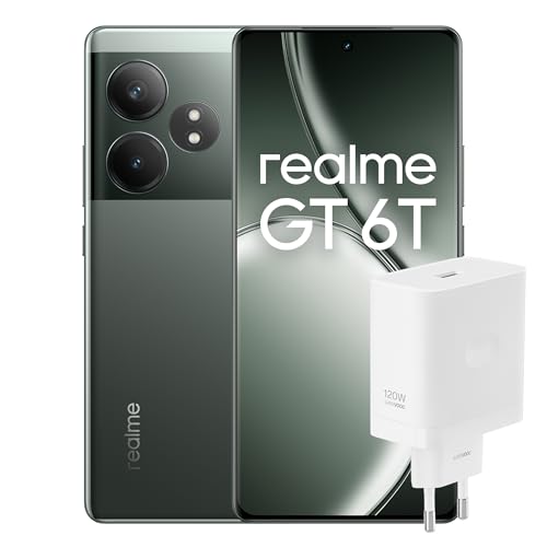realme Smartphone GT 6T 256GB 8GB Razor Green EU + SUPERVOOC 120W Power Adapter White