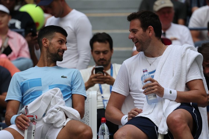 Nole y Delpo entrenaron en el US Open en agosto.