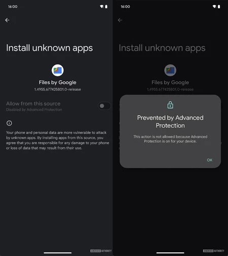 Porteccion Avanzada Android 16 2