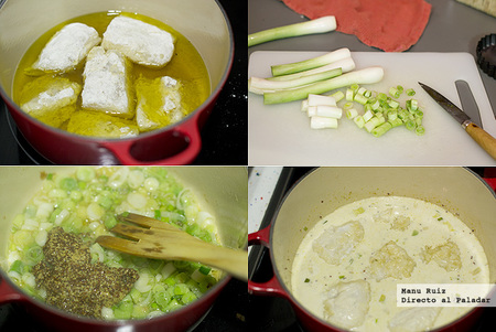 bacalao con cebolletas y mostaza