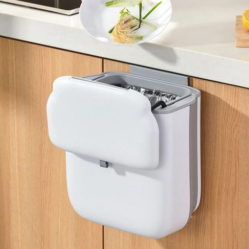 Cubo de basura plegable con tapa para cocina