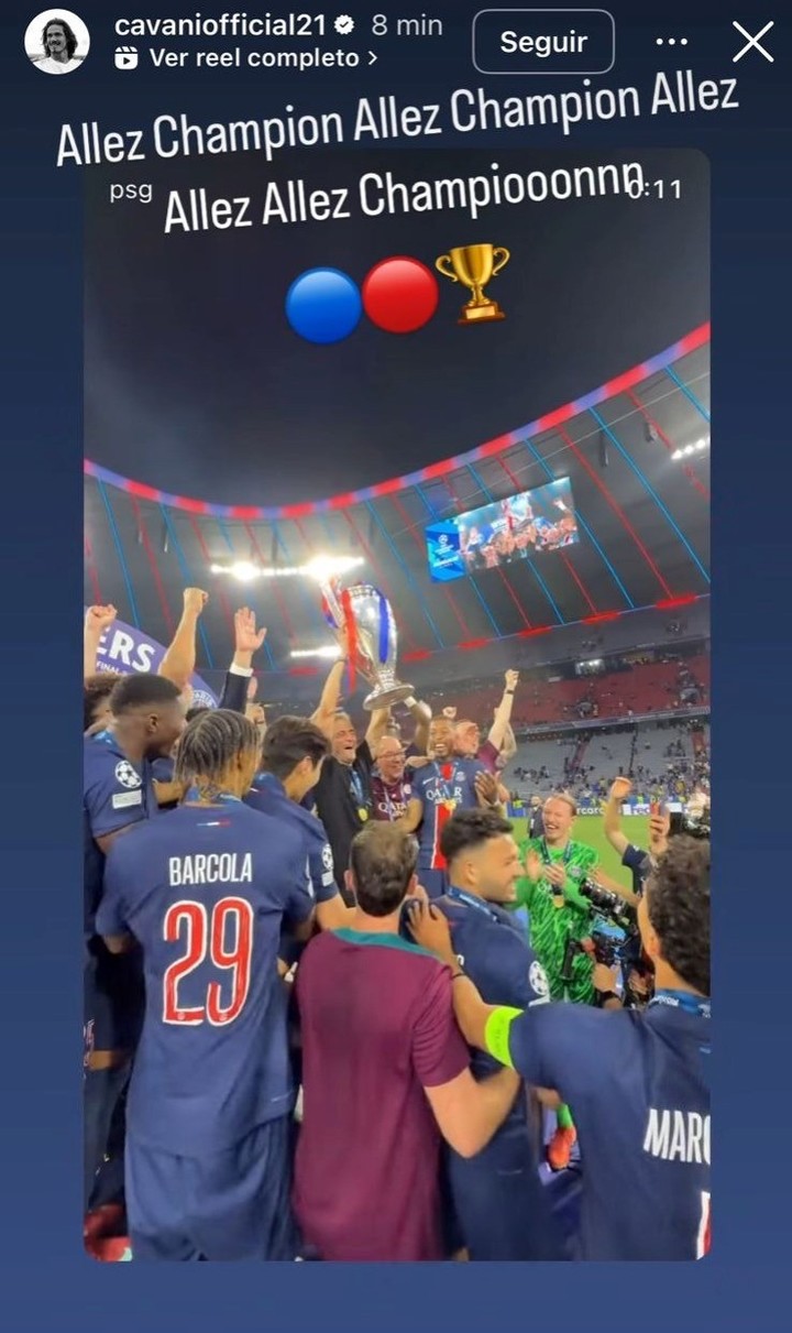 El mensaje de Cavani por la consagración del PSG en la Champions.