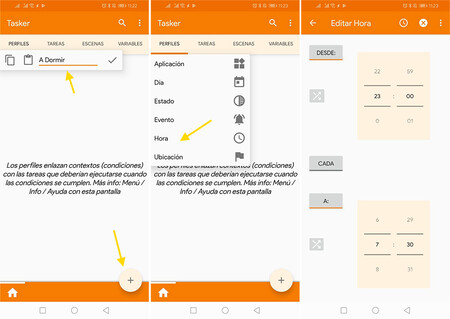 Ejemplo de programación horaria en Tasker