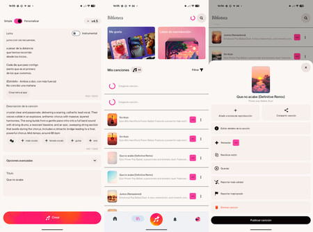 Generación de música con letra personalizada con Suno en Android