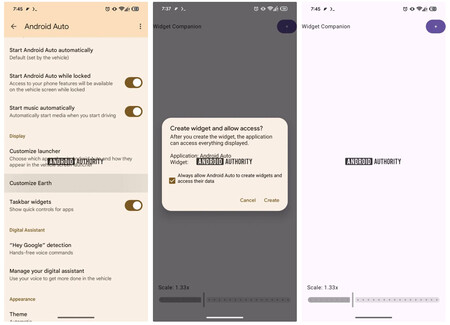 Nueva opción de widgets en los ajustes de Android Auto en el móvil