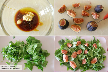 Ensalada de higos, queso de cabra y nueces. Pasos