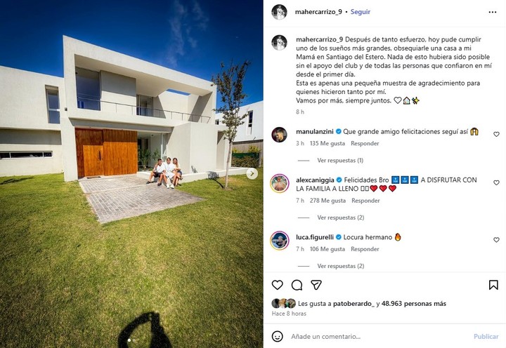 Maher Carrizo le regaló una casa a su mamá.