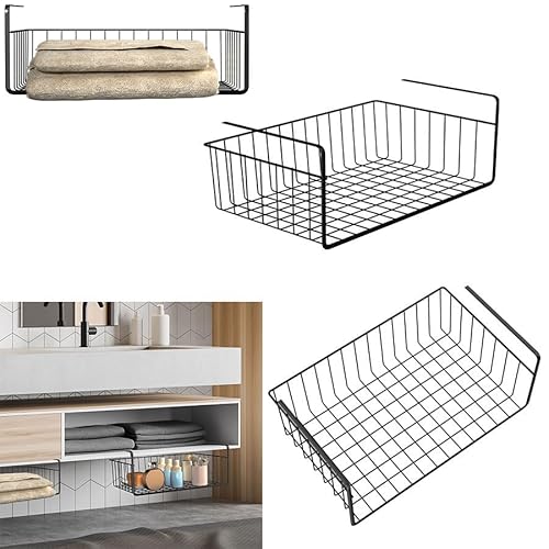 Froadp Juego de 2 cestas colgantes para debajo de la estantería