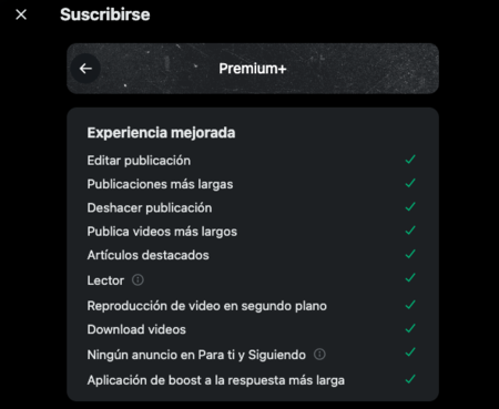X ahora tiene un plan Básico (sin check de verificación) y otro Premium+ que cuesta el doble que el Premium estándar